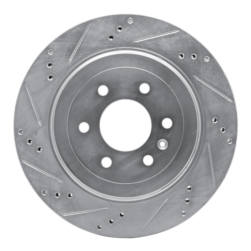 Cadillac SRX Brake Rotor (1) - Rear Left - R1 Concepts - Drilled & Slotted - Silver - `04-`09